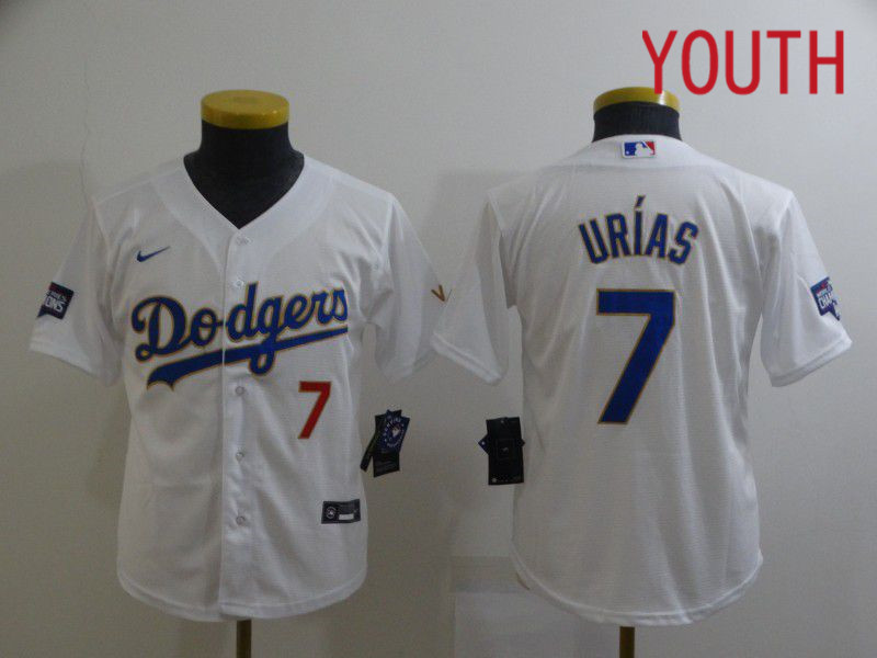 Youth Los Angeles Dodgers #7 Urias White Game 2021 Nike MLB Jersey